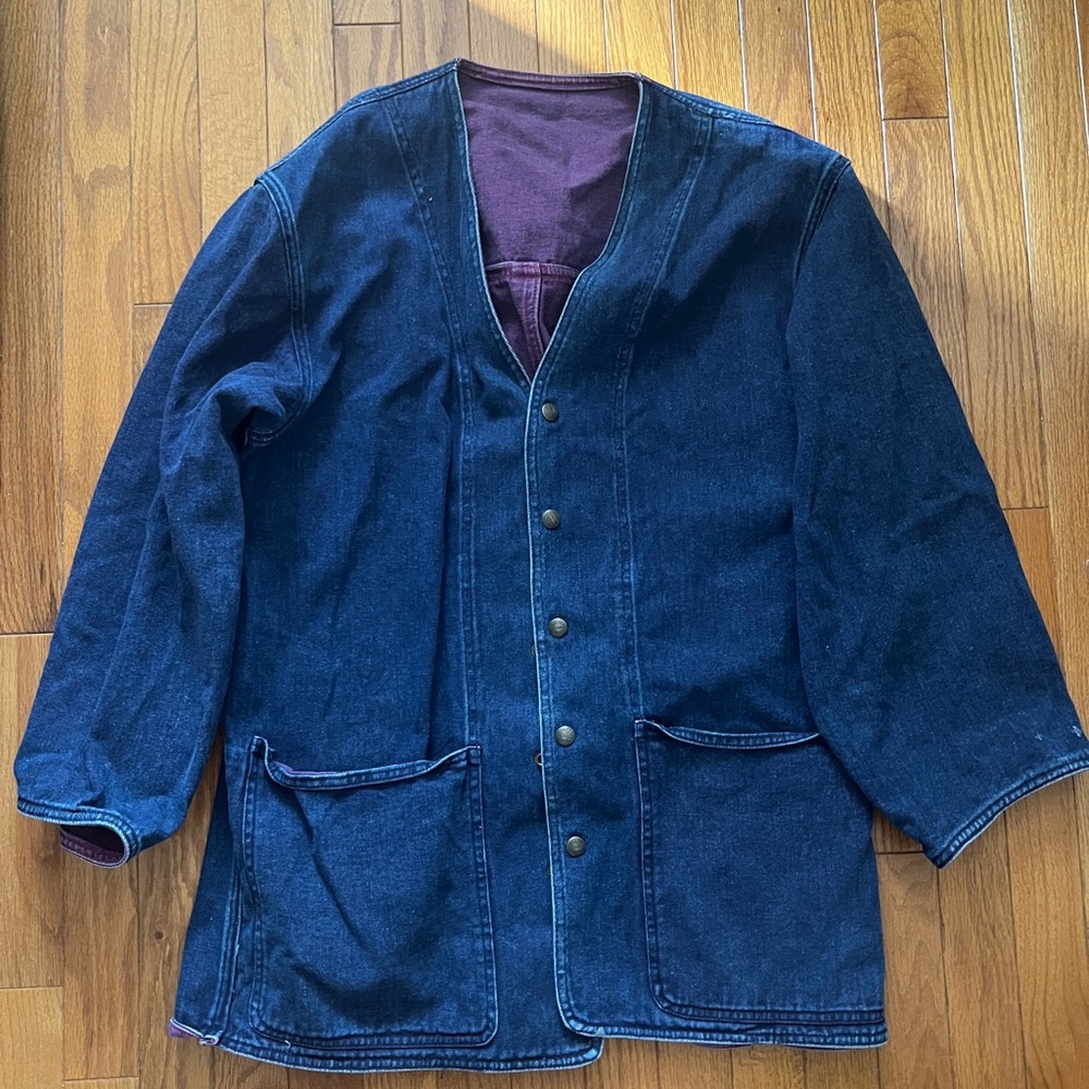 Vintage archival Perry Ellis Dark Blue Denim Snap-Front Casual Jacket